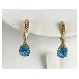 14K GOLD BLUE TOPAZ EARRINGS