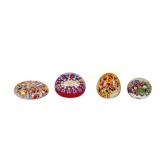 FOUR ITALIAN HAND BLOWN GLASS PAPERWEIGHTS