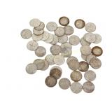 LOT OF 46 CDN. 1968 .500 SILVER 25 CENT COINS