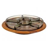 MCM TEAK DIGSMED DENMARK LAZY SUSAN APPETIZER TRAY