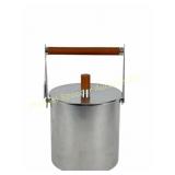MCM ITALY TEAK AND BRUSHED METAL ICE BUCKET