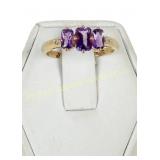9K GOLD AMETHYST AND DIAMOND RING