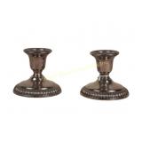 PAIR BIRKS STERLING LOW CANDLE HOLDERS