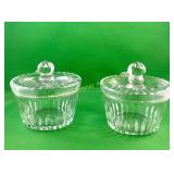 PAIR BACCARAT FINE CRYSTAL COVERED SUGAR BOWLS