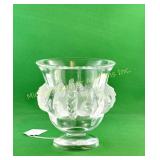 SIGNED LALIQUE CRYSTAL DAMPIERRE BIRD VASE