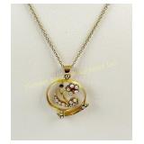 15K GOLD PEARL & RUBY PENDANT NECKLACE