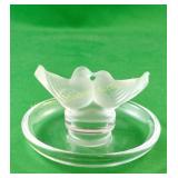 LALIQUE CRYSTAL TWO DOVES RING DISH