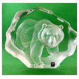 LARGE MATS JONASSON CRYSTAL BEAR SCULPTURE