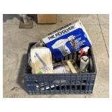 Black crate of syringes, misc