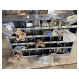 Grey metal bolt bun with contents