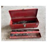 Red metal tool box