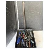 Screwdrivers, pry bar, misc