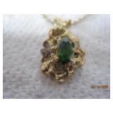 Faux Gold Nugget w/ Emerald Stone | 18