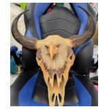 Western-style faux cow skull wall sculpture with