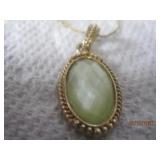 12K GF Chain w/ Green Oval Pendant | 17