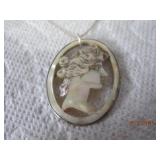 Sterling Shell Cameo Pendant Necklace | 18
