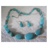 Faux Blue Turquoise Necklace + Earrings | 20'