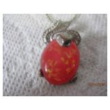 Sterling Italy Chain w/ Red Gem w/ Snake Pendant