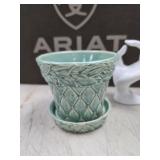 McCoy teal Diamond Quilted Flower Pot
