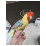 Vintage Ceramic Colorful Parrot On Perch For