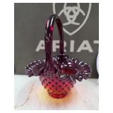 vintage Fenton Art Glass basket in the 'Hobnail'