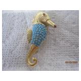 Faux Turquoise Seahorse Pin | 1 3/4