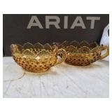 vtg Fenton Amber Hobnail glass candy dishes or