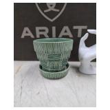 McCoy Pottery green Basket Weave Flower Pot