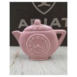 vintage pink ceramic teapot-shaped wall pocket