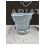 McCoy Aqua Diamond Quilted Flower Pot