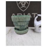 McCoy Pottery green Basket Weave Flower Pot