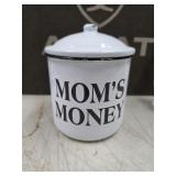 White Enamelware Canister With Lid