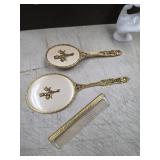 Vintage 24k gold-plated vanity dressing brush