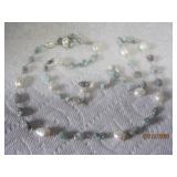 Sterling Baroque Pearl + Turquoise Necklace | 36