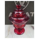 Fostoria Argus Ruby Red footed compote with a