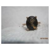 Sterling Smoke Amber Faceted Ring | 5.5