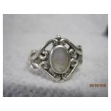 Sterling Moonstone Deco Ring | 8