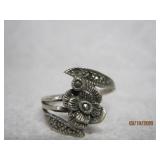 Sterling Marcasite Flower Ring | 8