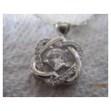 Sterling Double Heart Gem Necklace | 20