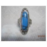 Sterling Thia Turquoise + Marcasite Ring | 6.5