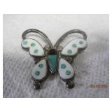 Sterling Butterfly Turquoise + Onyx PIN | 1.75'
