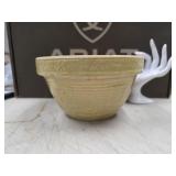 Antique Yellow Ware Mixing Bowl GIRL WATERING CAN