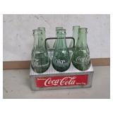 VTG Coca-Cola aluminum 6-pack carrier and glass
