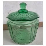 Vtg Federal Glass Georgian Green Cookie Jar