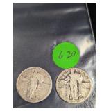 (2) Standing Liberty Quarters