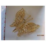 Monet Gold tone Butterfly Pin | 1.75