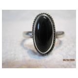 Sterling Onyx Oval Ring | 9.5