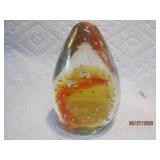 Amber Paperweight w/ Bubbles |