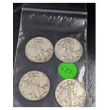 (4) Walking Liberty Halves Various Dates