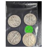(4) Walking Liberty Halves Various Dates